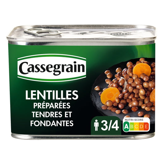Lentilles Préparées Tendres et Fondantes CASSEGRAIN la boîte de 460g
