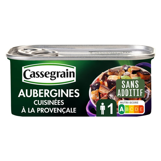 Aubergines Cuisinées à la Provençale CASSEGRAIN la boîte de 185g