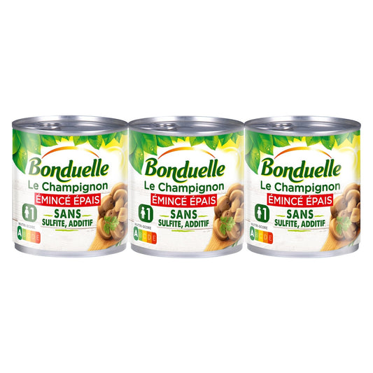 Champignons Emincés Epais BONDUELLE les 3 boites de 115g