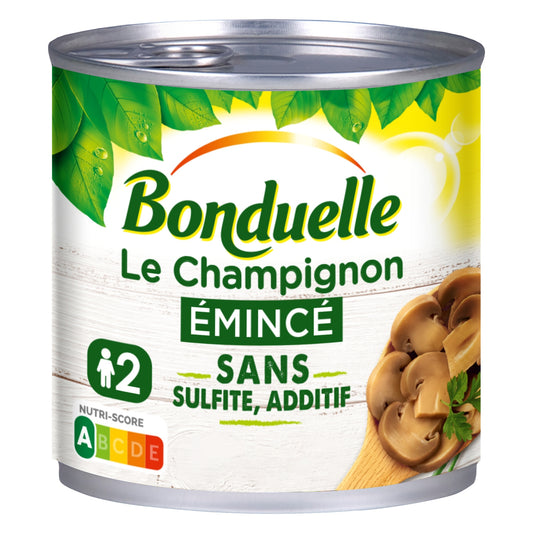 Champignons Émincés Sans Sulfite et Sans Additif BONDUELLE la boîte de 230g