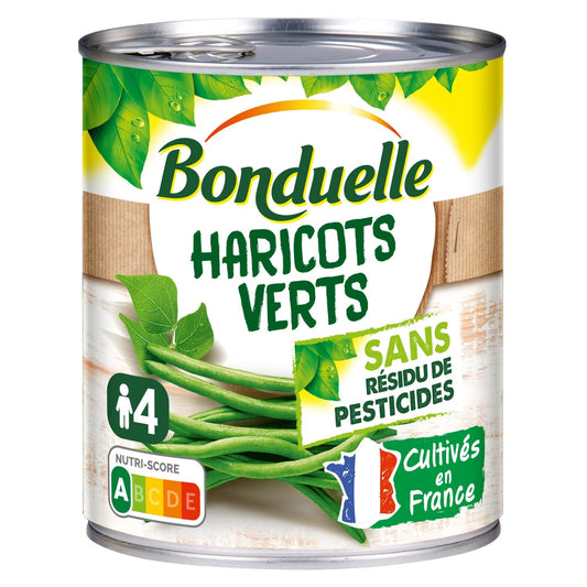 Haricots Verts Extra-Fins Sans Résidu de Pesticides BONDUELLE la boîte de 440g