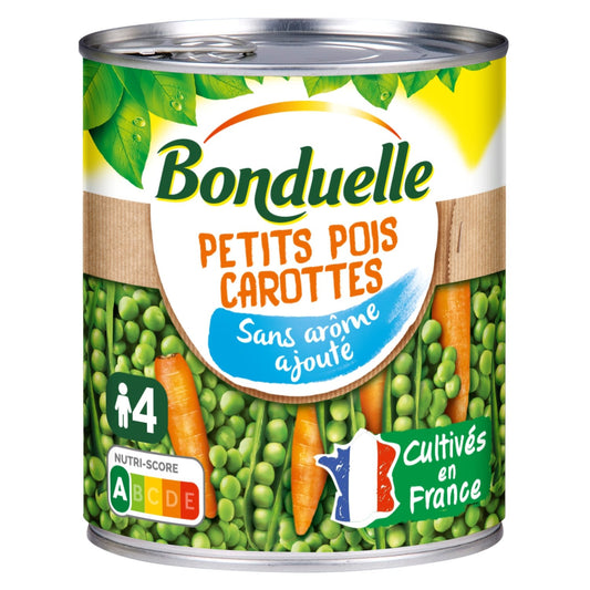Petits Pois Carottes Sans Arôme Ajouté BONDUELLE la boîte de 530g
