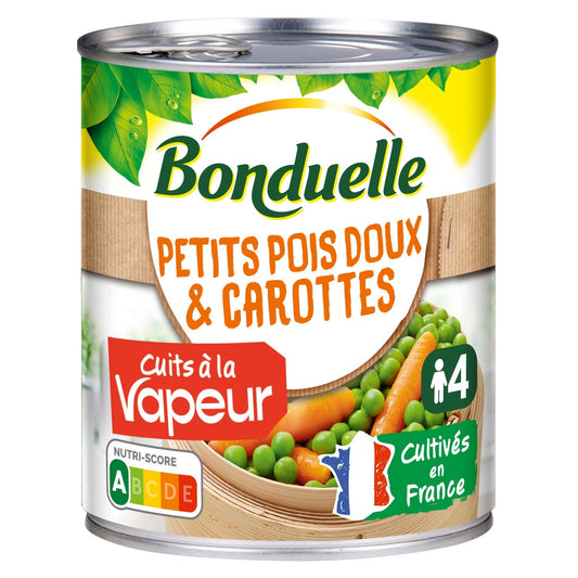 Petits Pois & Carottes Vapeur BONDUELLE la boite de 530g