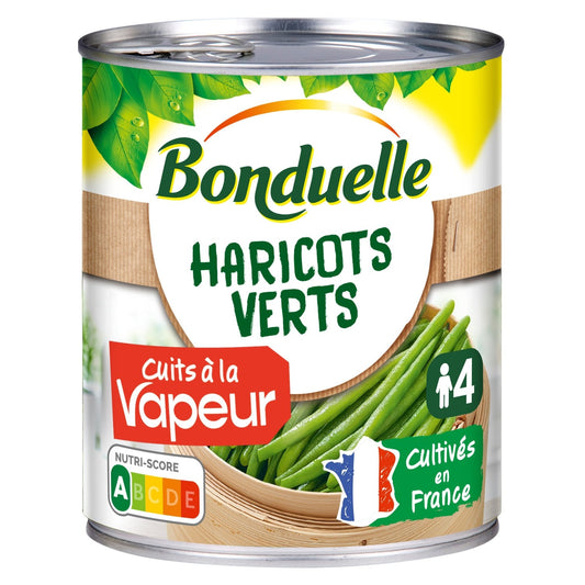 Haricots Verts Extra-Fins Cuits à la Vapeur BONDUELLE la boîte de 440g