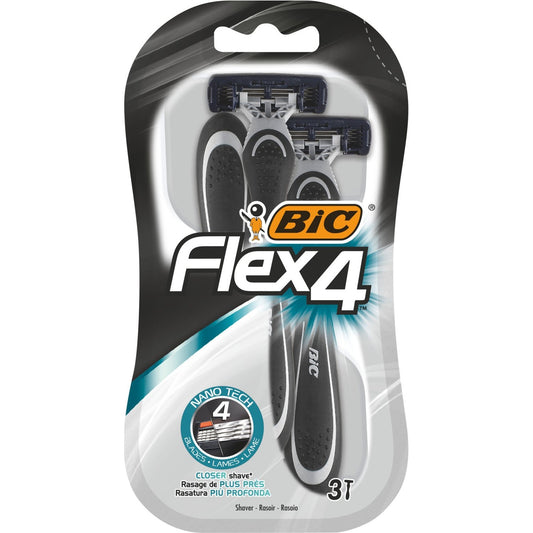 Rasoirs Jetables 4 Lames Flex 4 Comfort BIC les 3 rasoirs