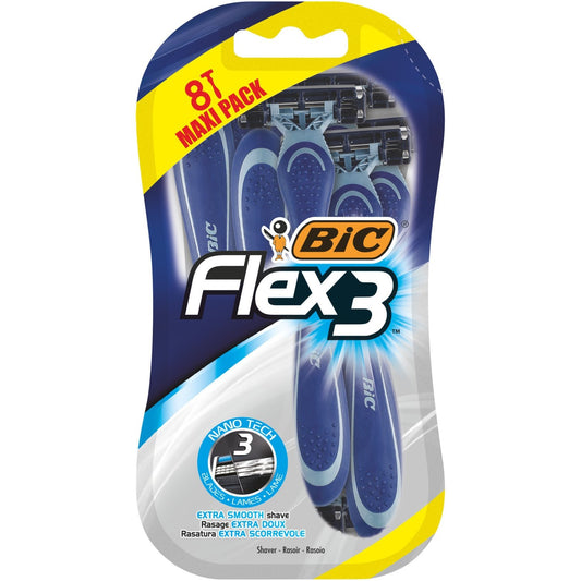 Rasoirs Jetables pour Homme Flex 3 BIC la boite de 8 rasoirs