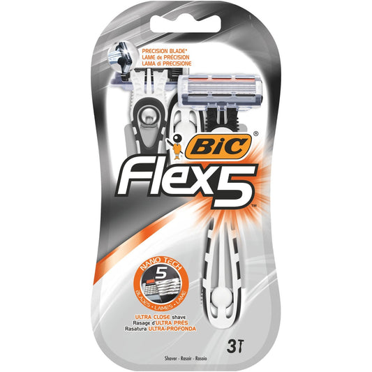 Rasoirs Jetable pour Homme 5 Lames Flex 5 BIC le paquet de 3 rasoirs