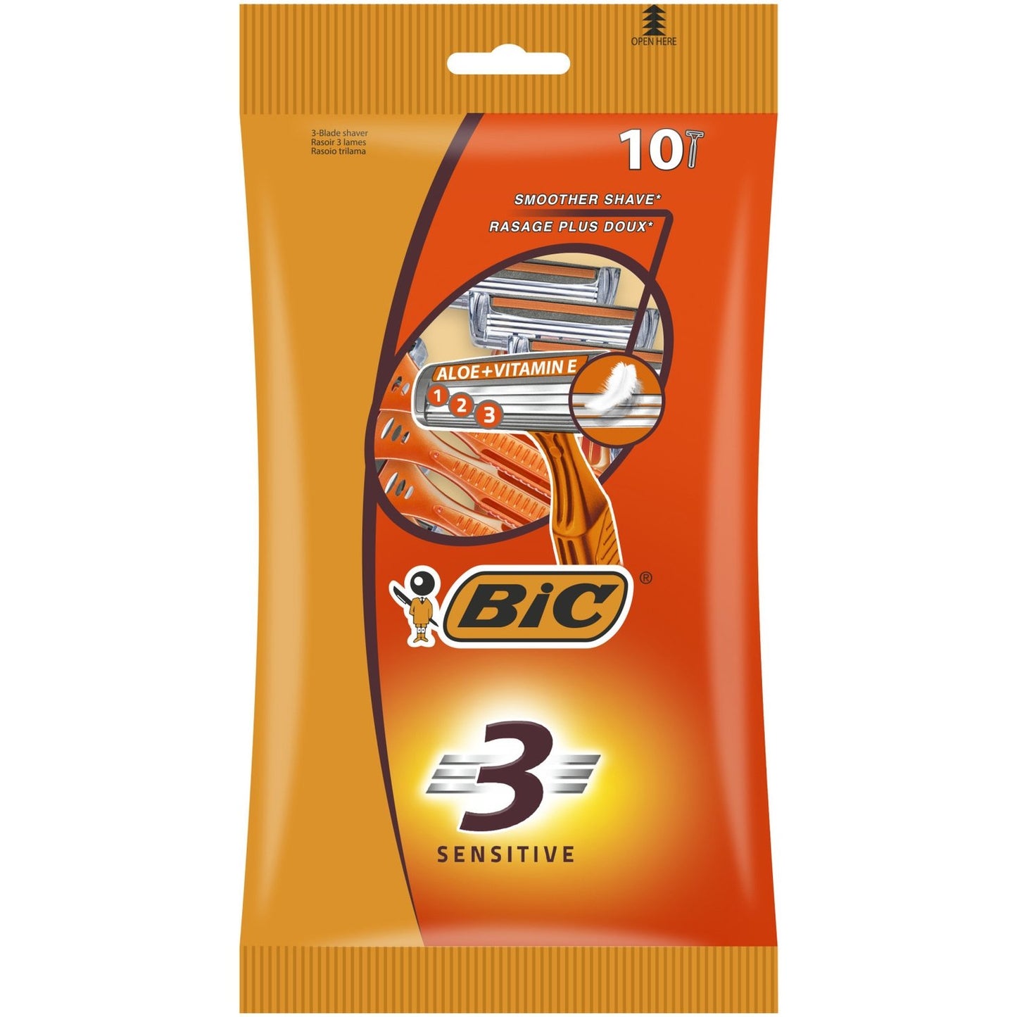 BIC Men's 3-Blade Disposable Razors for Sensitive Skin