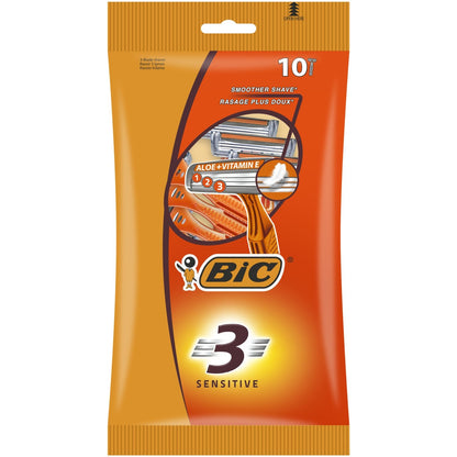 BIC Men's 3-Blade Disposable Razors for Sensitive Skin