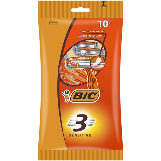 BIC Men's 3-Blade Disposable Razors for Sensitive Skin