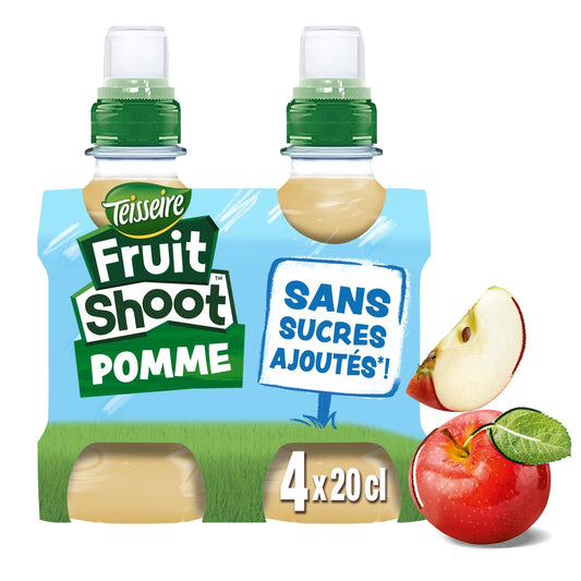 Boisson Fruit Shoot Jus de Pomme Sans Sucres Ajoutés TEISSEIRE le pack de 4 bouteilles de 20cL