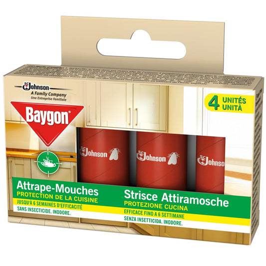 Anti-Mouches Ruban Attrape Mouches Sans Insecticide BAYGON la boite de 4 rubans