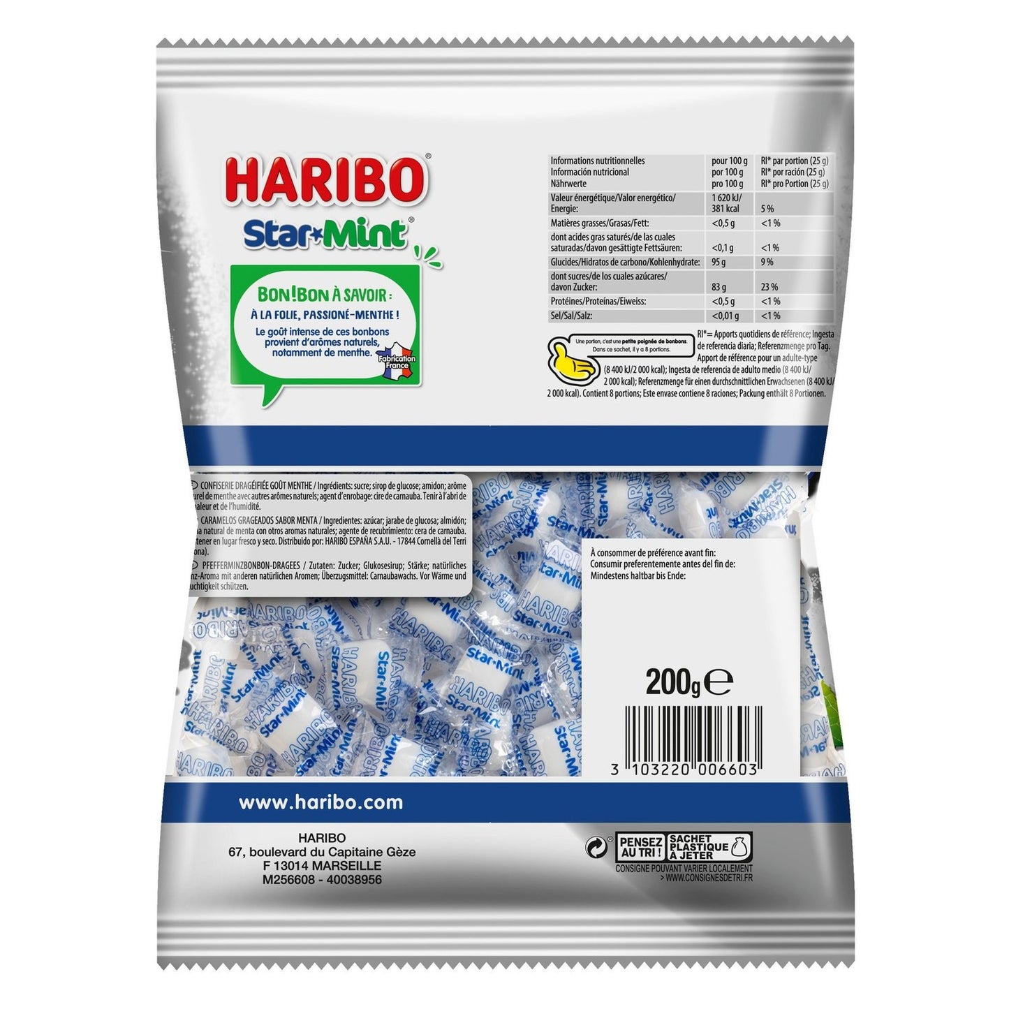 HARIBO Star Mint Intense Mint Candies