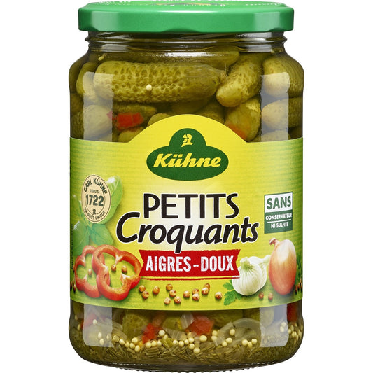 Cornichons Petits Croquants Aigres-Doux KUHNE le pot de 375g