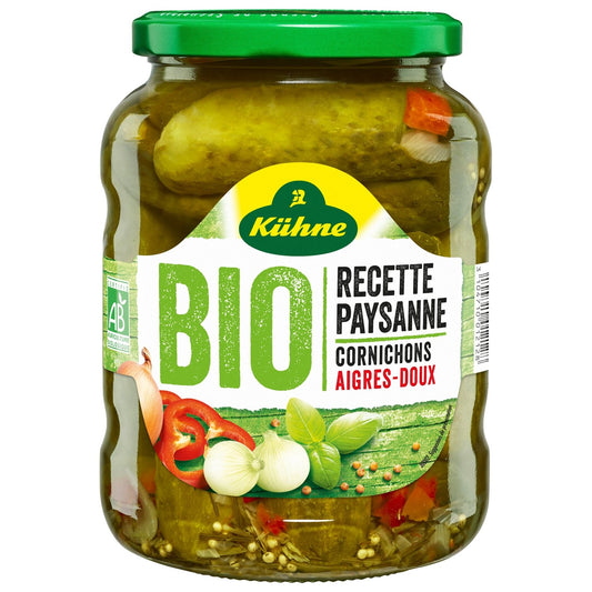 Cornichons Aigres-Doux Paysanne Bio KUHNE le pot de 670g