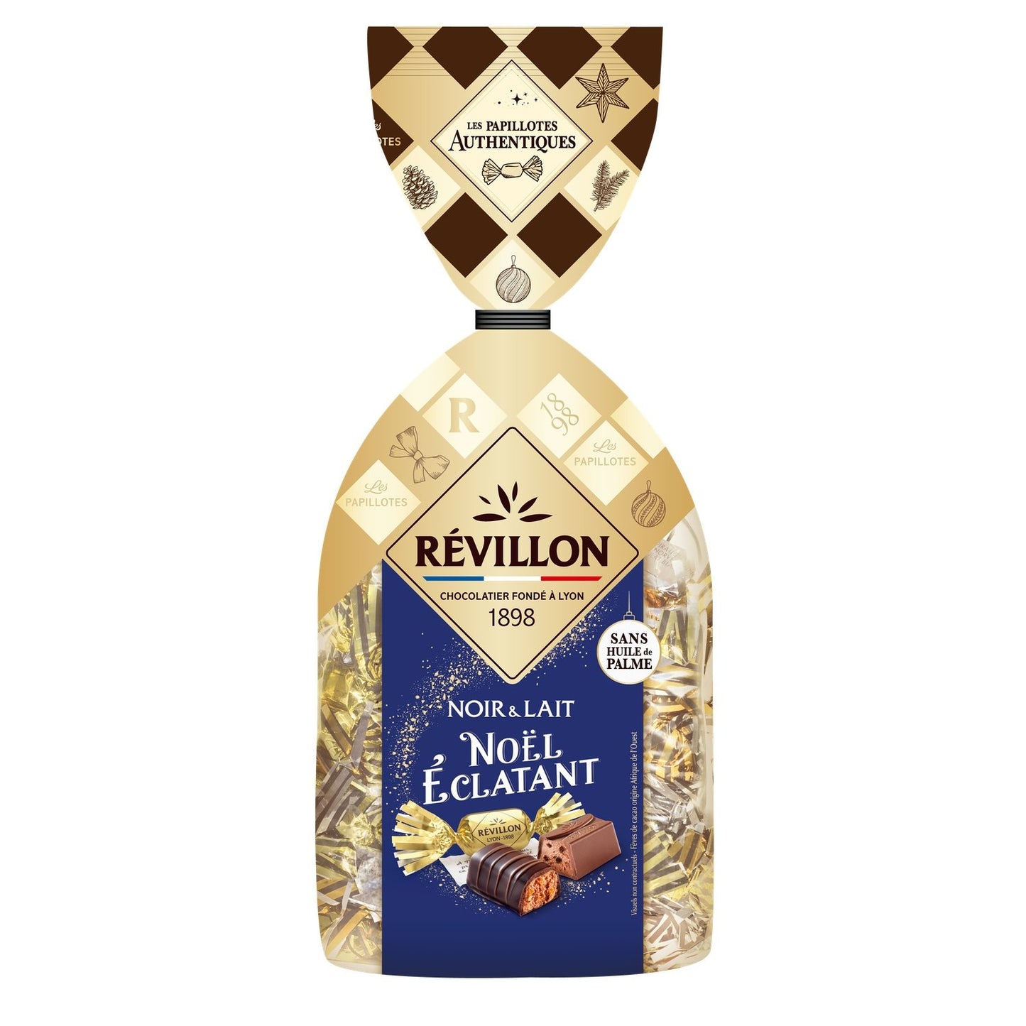 Papillotes Chocolat Lait et Noir REVILLON CHOCOLATIER - Gamme de Noël 2025 le sachet de 360g