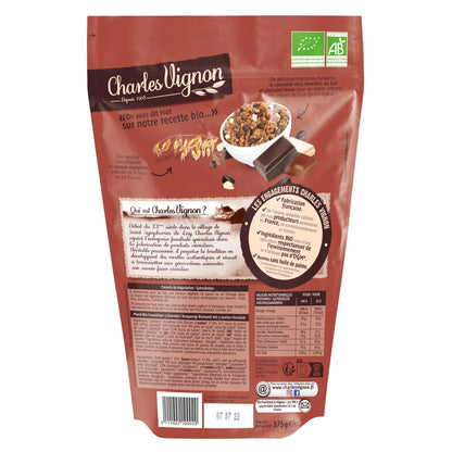 CHARLES VIGNON Organic Crunchy Muesli Cereal with 3 Chocolates
