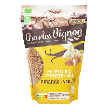 Charles Vignon Organic Crispy Almond Vanilla Muesli Cereal Gluten Free