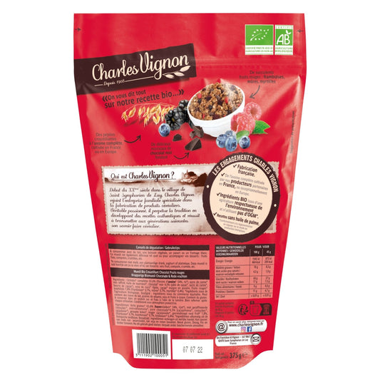 CHARLES VIGNON Organic Crunchy Chocolate Red Fruit Muesli Cereal