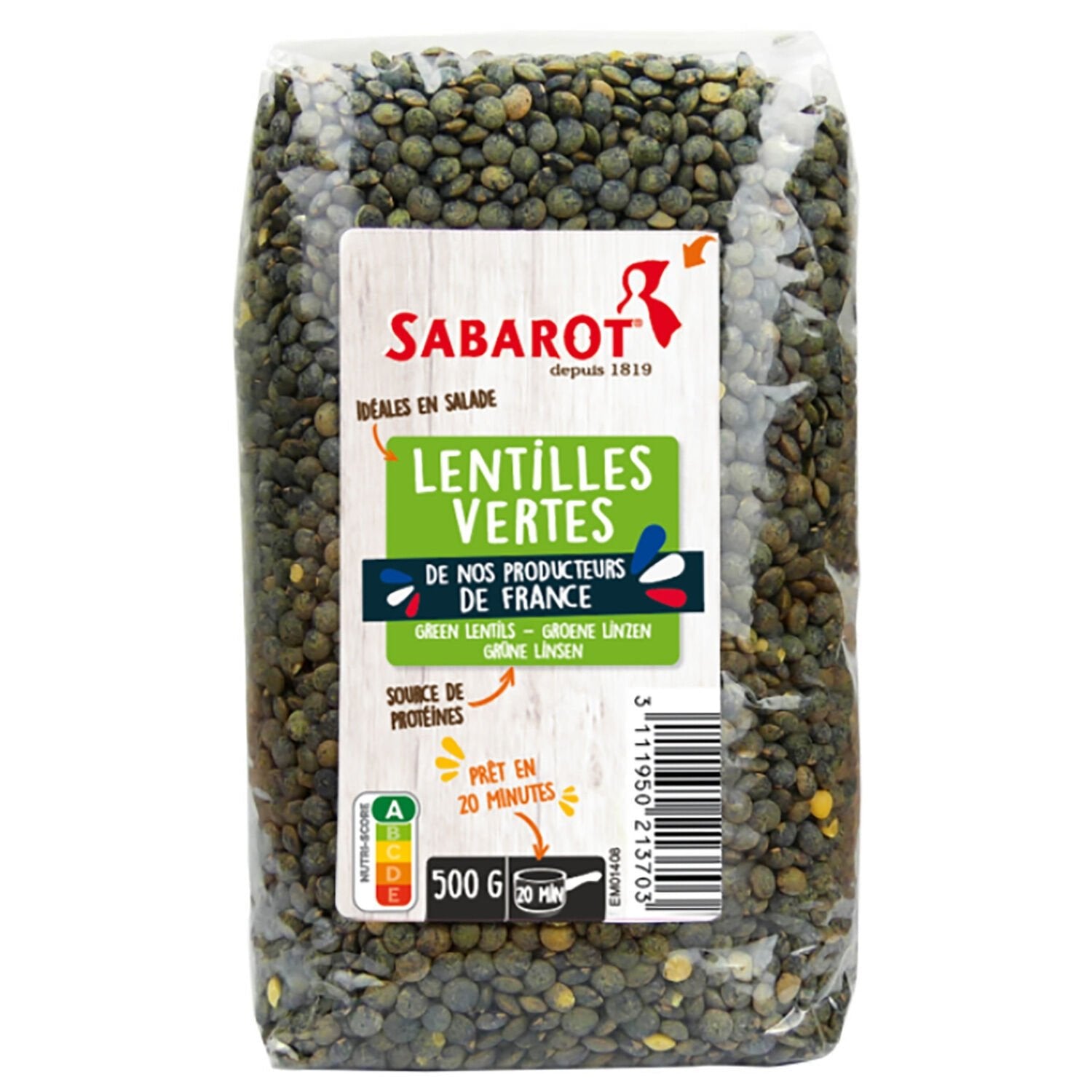 Lentilles Vertes SABAROT le paquet de 500g