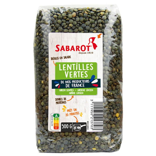 Lentilles Vertes SABAROT le paquet de 500g