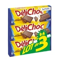 Biscuit Tablette Chocolat Lait DELICHOC les 3 paquets de 150g