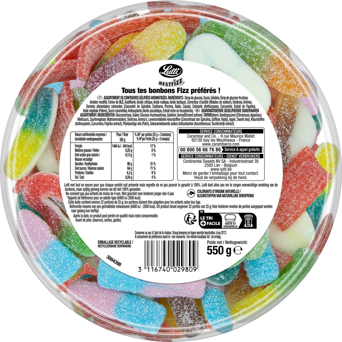 Bonbons Assortiment Bestfizz Piquants LUTTI