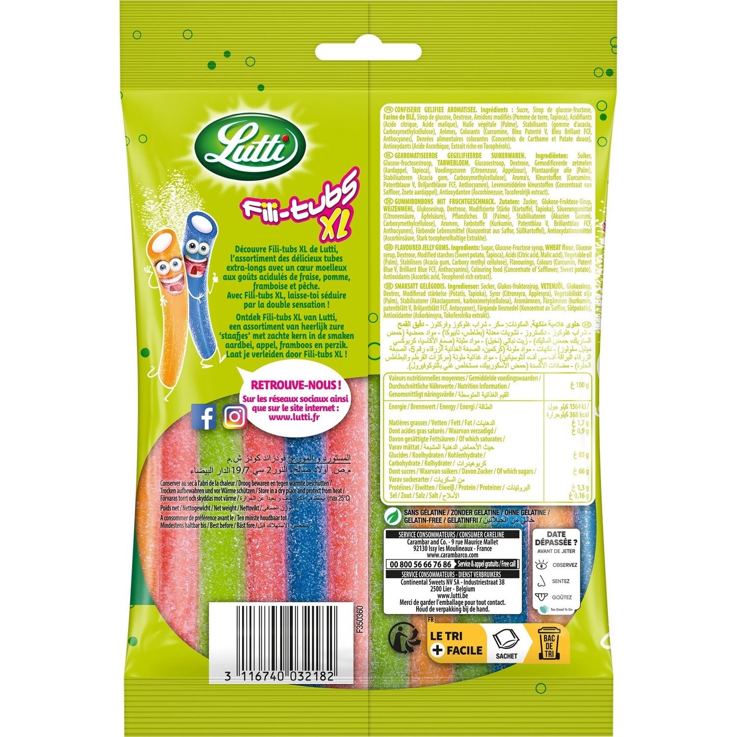 LUTTI Fili-Tubs XL Spicy Fruit Candies