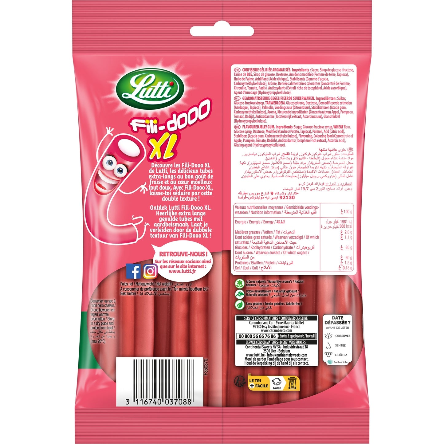 Bonbons Filidoo XL à la Fraise LUTTI