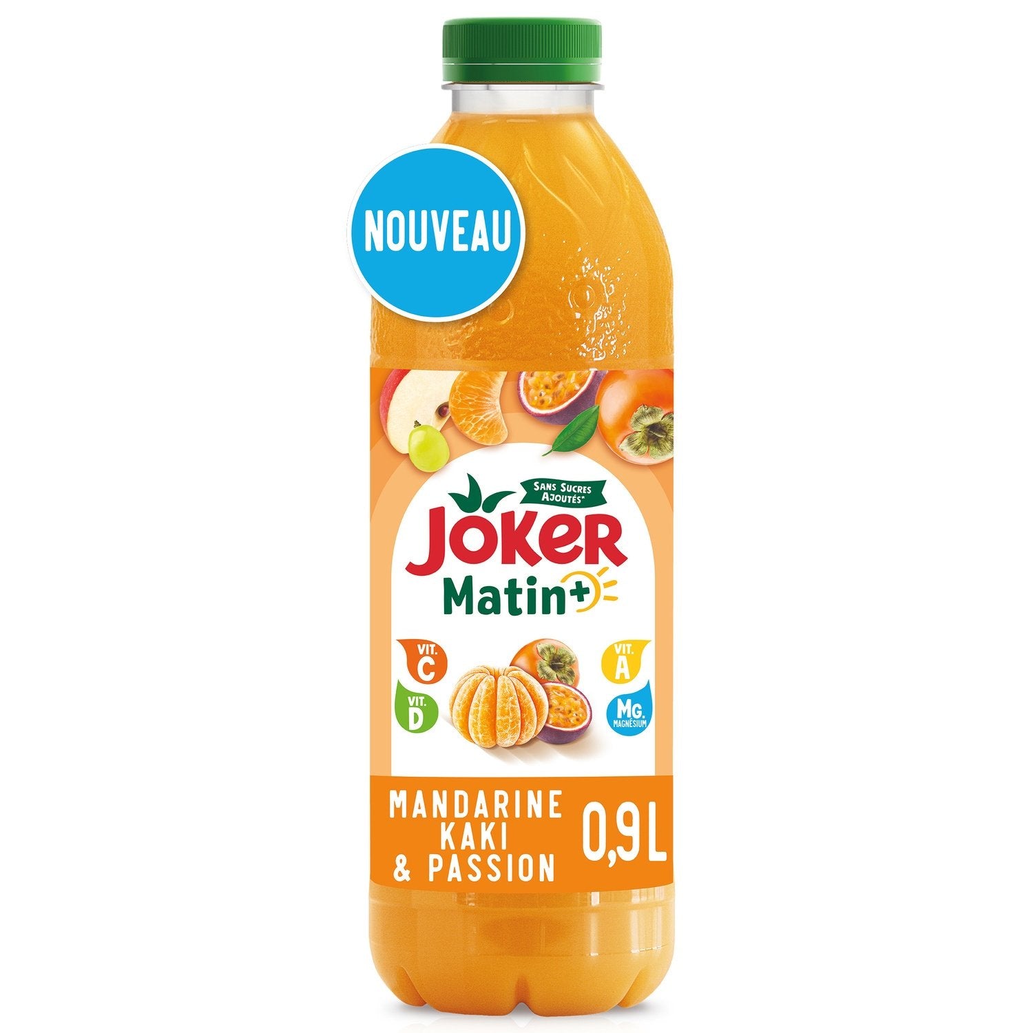 Jus de Fruits Matin+ Mandarine Kaki et Passion JOKER la bouteille de 90cL