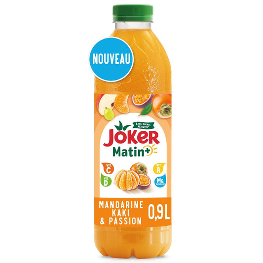 Jus de Fruits Matin+ Mandarine Kaki et Passion JOKER la bouteille de 90cL
