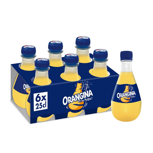 Soda à l'Orange et Sa Pulpe ORANGINA le pack de 6 bouteilles de 25cL