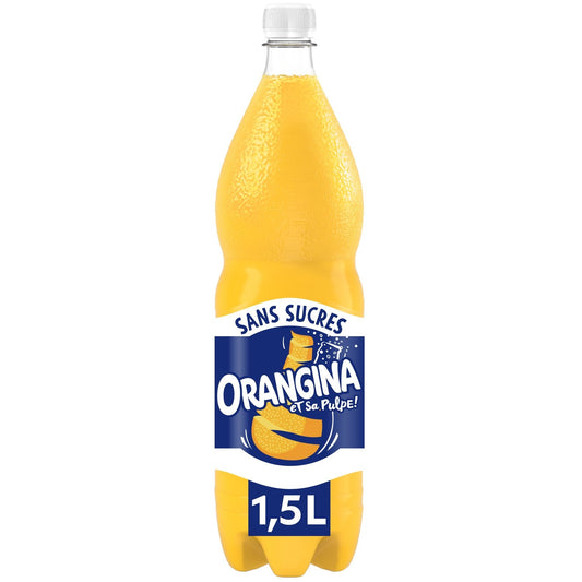 Soda à l'Orange et Sa Pulpe Sans Sucres Ajoutés ORANGINA la bouteille d'1,5L