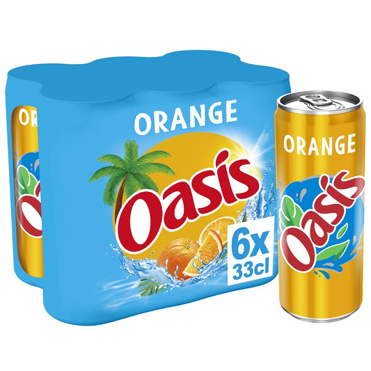 Boisson aux Fruits Orange OASIS le pack de 6 canettes de 33cL
