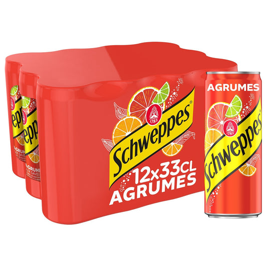 Soda aux Agrumes SCHWEPPES le pack de 12 canettes de 33cL