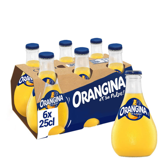Soda à l'Orange et Sa Pulpe ORANGINA le pack de 6 bouteilles de 25cL