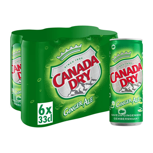Soda Ginger Ale au Gingembre CANADA DRY le pack de 6 canettes de 33cL