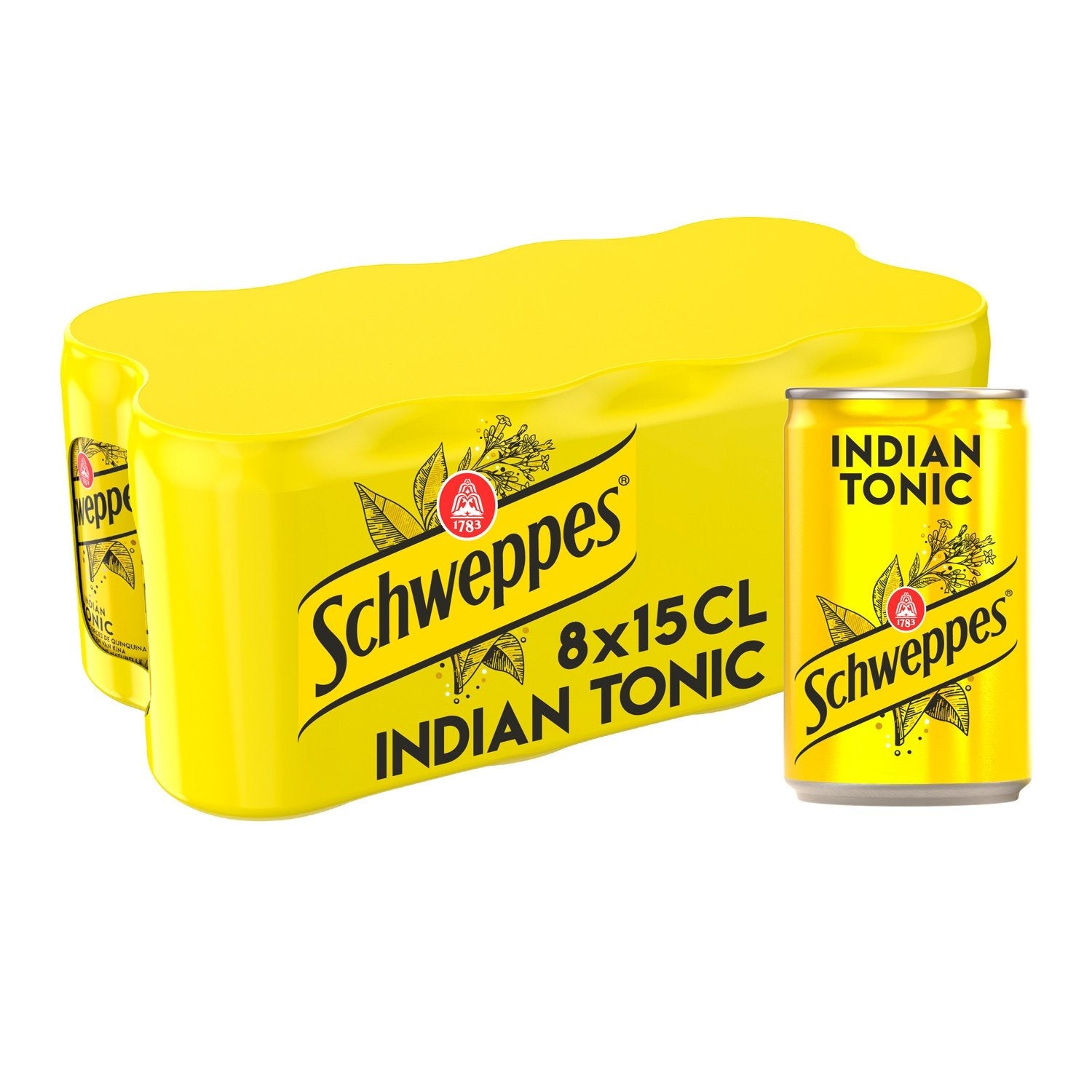 Soda Indian Tonic à l'Extrait d'Écorces de Quinquina SCHWEPPES le pack de 8 canettes de 15cL