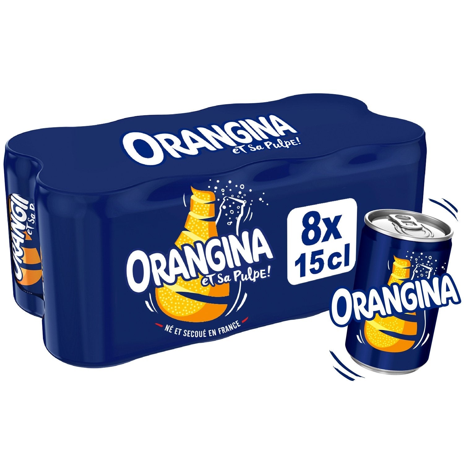 Soda à l'Orange et Sa Pulpe ORANGINA le pack de 8 canettes de 15cL