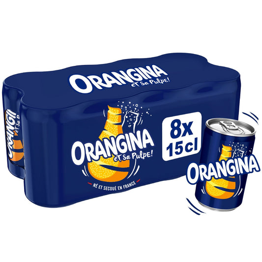 Soda à l'Orange et Sa Pulpe ORANGINA le pack de 8 canettes de 15cL
