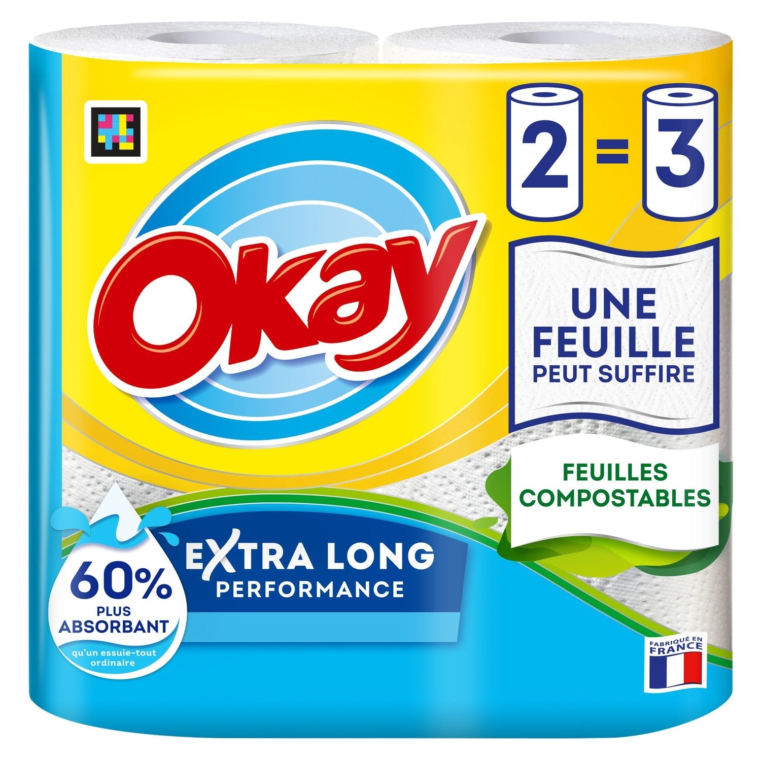 Essuie-Tout Blanc OKAY le paquet de 2 rouleaux