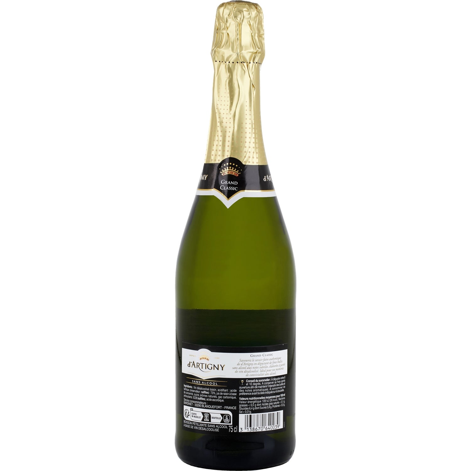 Boisson à Base de Vin Désalcoolisé Grand Classic Sans Alcool D'ARTIGNY 
