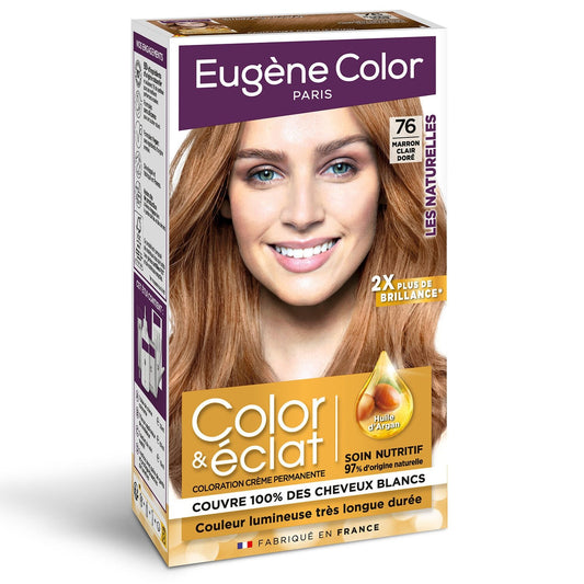 Coloration Permanente Marron Clair Doré 76 Huile d'Argan Color & Éclat EUGENE COLOR la boite de 115 ml