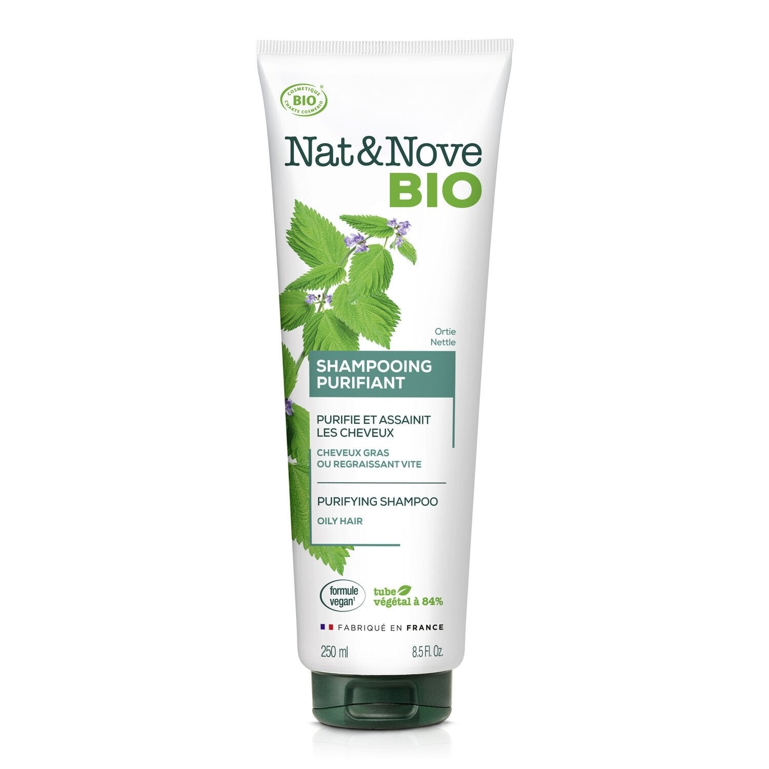 Shampoing Purifiant Cheveux Gras Ortie Bio NAT&NOVE BIO le tube de 250mL