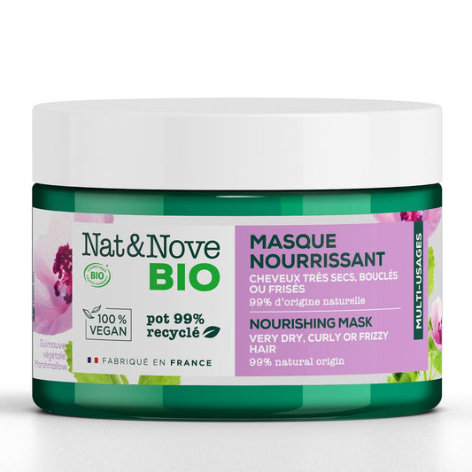 Masque Très Secs Bouclés Ou Frisés à la Guimauve Végétale Nourrissant Multi-Usages Bio Nat & NOVE le pot de 300mL