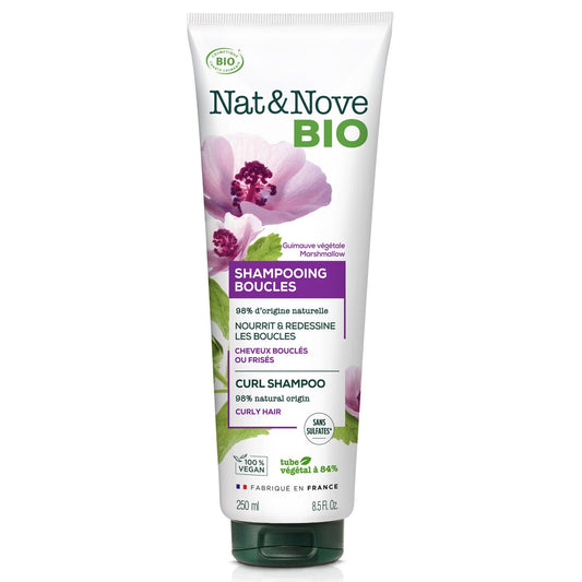 Shampoing Bio Nourrit et Redessine les Boucles Cheveux Bouclés Ou Frisés Guimauve Végétale Vegan NAT&NOVE BIO le tube de 250mL