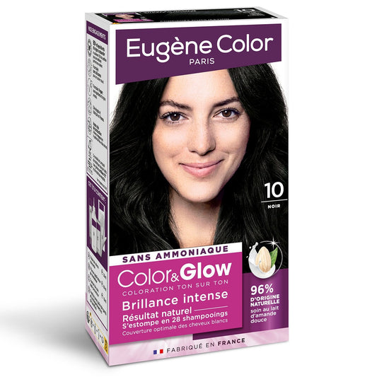 Coloration 10 Noir Sans Ammoniaque Brillance Intense Color&glow EUGENE COLOR la boîte