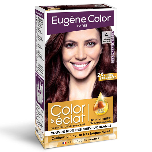Coloration Permanente 4 Châtain Acajou Huile d'Argan Color & Éclat EUGENE COLOR la boite de 115 ml