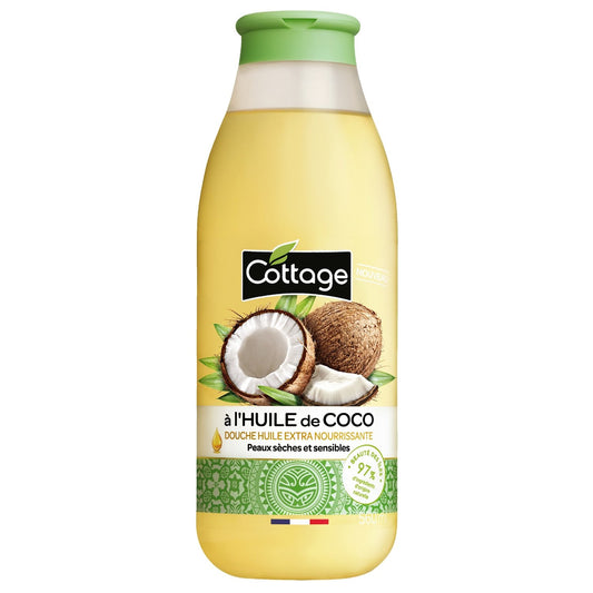 Gel Douche Extra Nourrissant Huile de Coco COTTAGE le flacon de 560mL