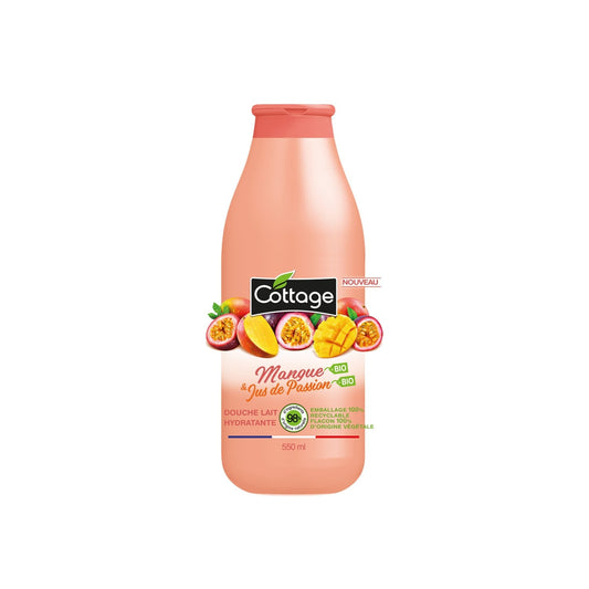 Douche Lait Hydratante Mangue et Jus de Passion Bio COTTAGE la bouteille de 550ml